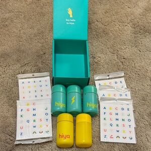 Lot of 5 hiya glass pill bottle containers all empty